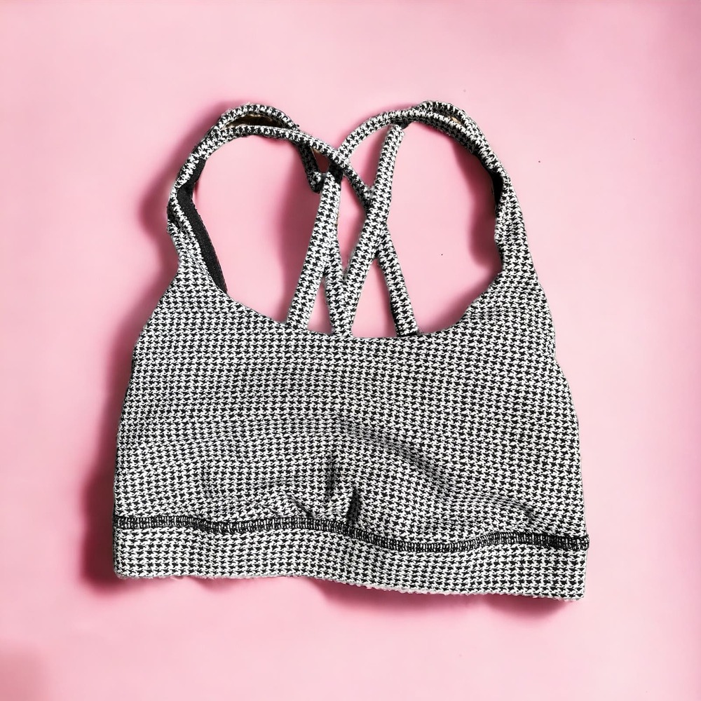 Lululemon  Energy Bra Black White Houndstooth Size 2